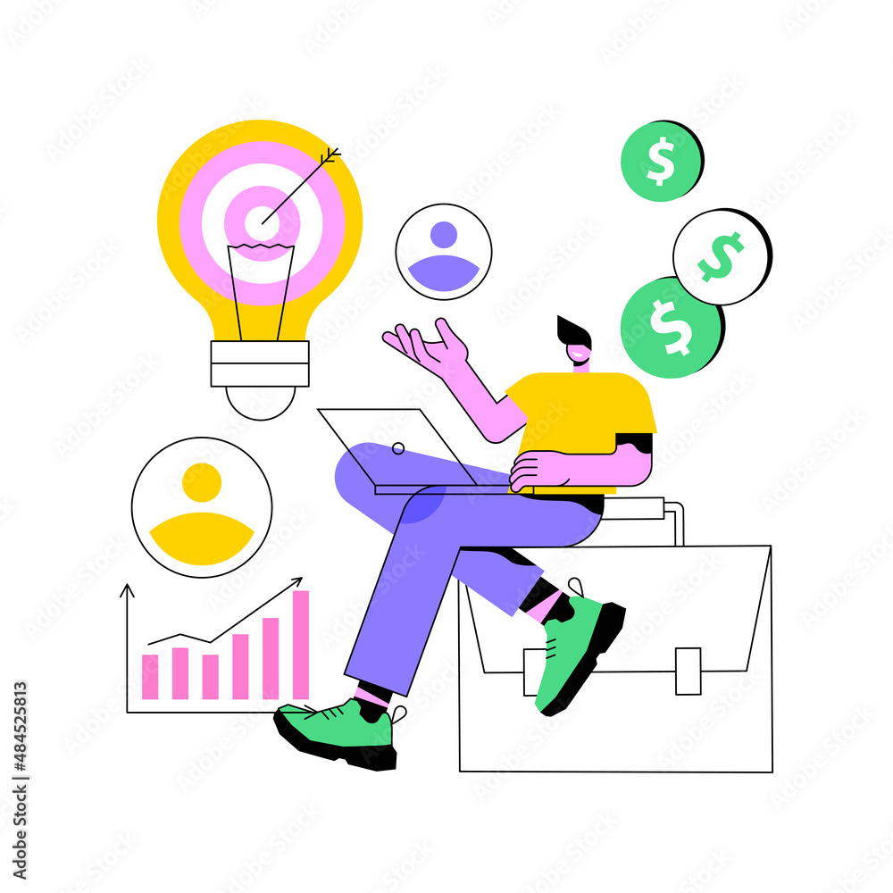 Poster project initiation abstract concept vector illustration. project documentation, business analysis, v