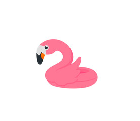 Pink flamingo float vector isolated icon. Emoji illustration. Flamingo swimming pool float vector emoticon