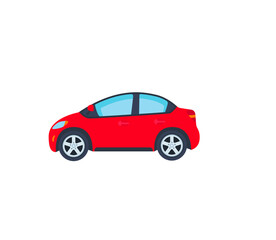 Fototapeta na wymiar Red Car vector isolated icon. Emoji illustration. Vehicle vector emoticon
