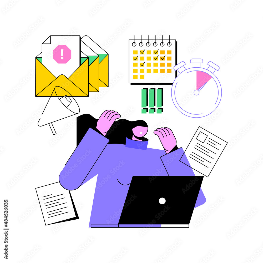 Poster deadline abstract concept vector illustration. project management, work time limit, task due dates, 