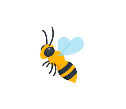Honey bee vector isolated icon. Emoji illustration. Wasp vector emoticon