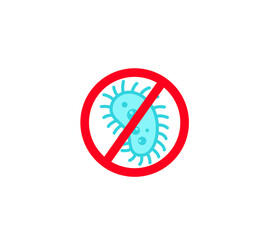 Prohibited virus vector isolated icon. Emoji illustration. No bacterium vector emoticon