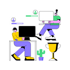 Office esport competition abstract concept vector illustration. Video game tournament, office fun, team competition, best player, battle arena, internet live streaming abstract metaphor. - 484527062