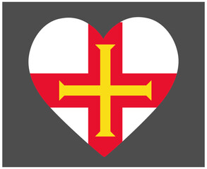 Guernsey Flag National Europe Emblem Heart Icon Vector Illustration Abstract Design Element