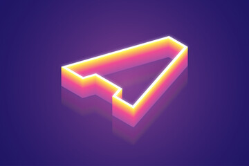 3d render, letter A, the best digital symbol illustration for meta tech concept, pink purple gradient neon light glowing on the dark blue-purple background