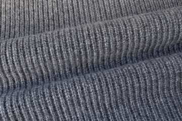 Heather grey wool and cachemire scarf fabric texture with soft folds