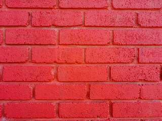 Obraz premium For background purpose. Abstract close up photo of red wall bricks.