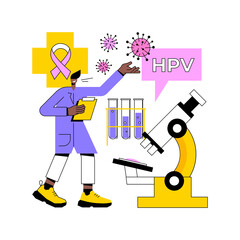 Risk factors for HPV abstract concept vector illustration. Human papillomavirus transmission, risk factors, HPV prevention, infection diagnostics and treatment, immune systems abstract metaphor.