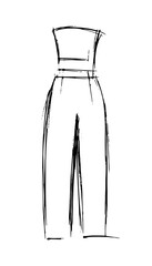 Suit sketch. Cocktail Dress. Women's wardrobe, outfit. Fashion and Style.