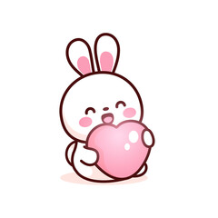 cute bunny with valentine love balloon