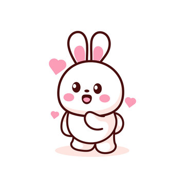 cute bunny with valentine love balloon