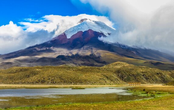 A Frontal View Of Cotopaxi Volcane. The Lake Is Called Limpiopungo