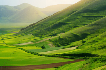 Piano Grande, large karstic plateau of Monti Sibillini mountains and one of the greatest tourist...