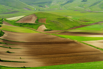 Piano Grande, large karstic plateau of Monti Sibillini mountains and one of the greatest tourist...