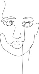 Trendy vector set of illustrations in minimal linear style. Face continuous line art.