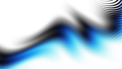 Abstract digital fractal pattern. Horizontal orientation. Expressive curved blue lines on white background.