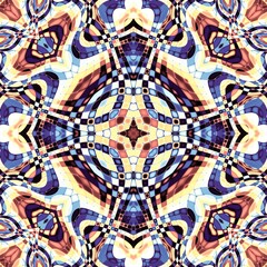 Fototapeta premium Abstract geometrical background. Symmetric mosaic art pattern.