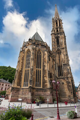 Fototapeta na wymiar St Theobald's Church, Thann Medieval Catholic Church in Alsace, France