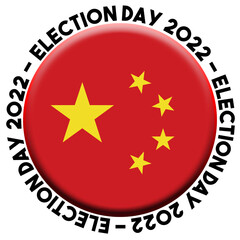 China Election Day 2022 Circular Flag Concept - 3D Illustration
