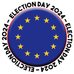 European Union Election Day 2024 Circular Flag Concept - 3D Illustration