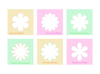 A photo frame graphic design with a flower shape concept. Colorful background and floral frame.