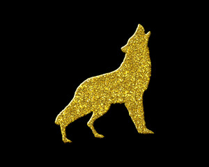 German Shepherd wolf Golden Glitter Icon Logo Symbol illustration