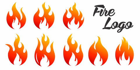 Fire flames, icon set logo design vector