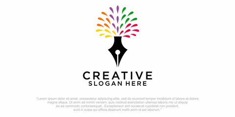 Colorful Pen logo vector, Education logo designs template