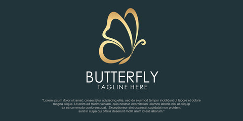 Fototapeta na wymiar luxury butterfly logo with flat minimalist logo design