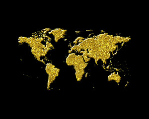 World Map  Earth Golden Glitter Icon Logo Symbol illustration