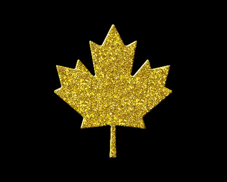 Maple leaf, Canadian Symbol Golden Glitter Icon Logo Symbol illustration