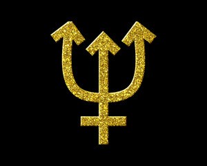 Trident, Neptune Golden Glitter Icon Logo Symbol illustration