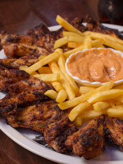 buffalo wings with fries