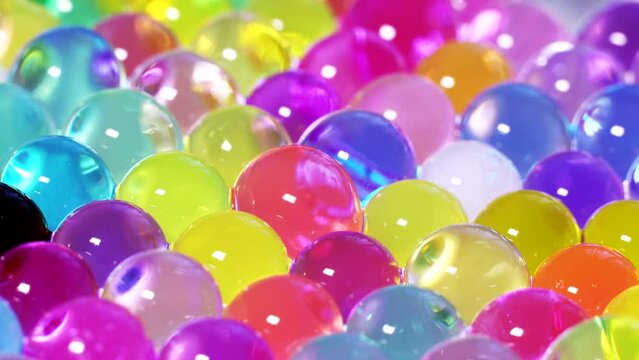 Colorful hydrogel balls rotation background