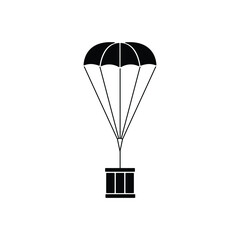 Box with parachute icon vector isolated on white, sign and symbol illustration.