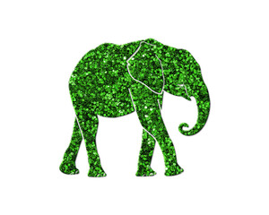Elephant Animal Green Glitter Icon Logo Symbol illustration
