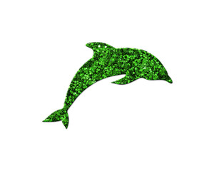 Dolphin Fish Green Glitter Icon Logo Symbol illustration