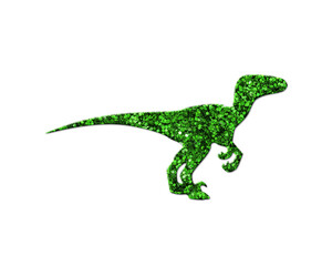 Naklejka premium Dinosaur T rex Dino Green Glitter Icon Logo Symbol illustration