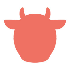 オレンジ色のウシのシルエット