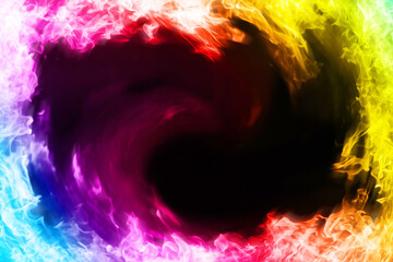 Background image of a rainbow-colored flame frame that burns intensely.