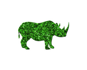 Rhino Rhinoceros Green Glitter Icon Logo Symbol illustration
