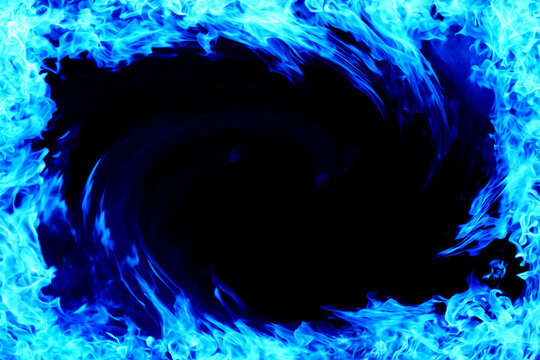 Fierce Burning Blue Flame Frame Background Image