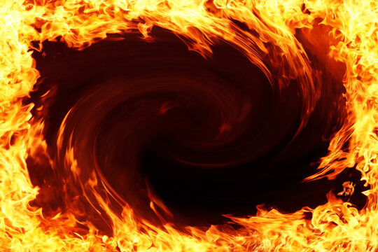 Frame background with four corners surrounded by intense flames.