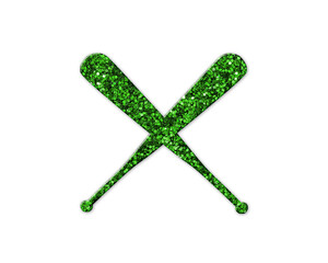 Baseball Bats Sports Green Glitter Icon Logo Symbol illustration