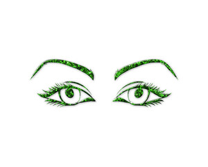 Female Woman girl Eyes Green Glitter Icon Logo Symbol illustration