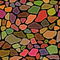 Stone wall seamless pattern, multicolor background, vector design