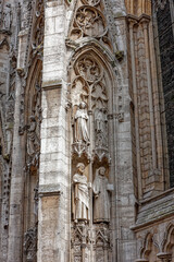 Fragment of the facade. The Gothic Style Cathedral of Rouen, Notre-Dame de l'Assomption Cathedral, Rouen, Normandy, France