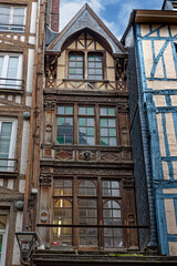 Traditional half-timbered houses in the old town of Rouen, France