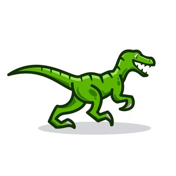 raptor logo icon, smile tyrannosaurus, Vector illustration of cute cartoon dino character for children and scrap book