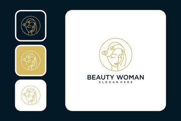 Beauty woman with line style logo design
